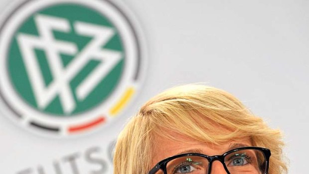 German defender Saskia Bartusiak hits back at Nico Rosberg at a press conference in Frankfurt.