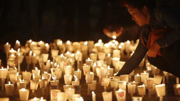 A candlelight vigil in South Korea, to commemorate the victims of the Sewol.