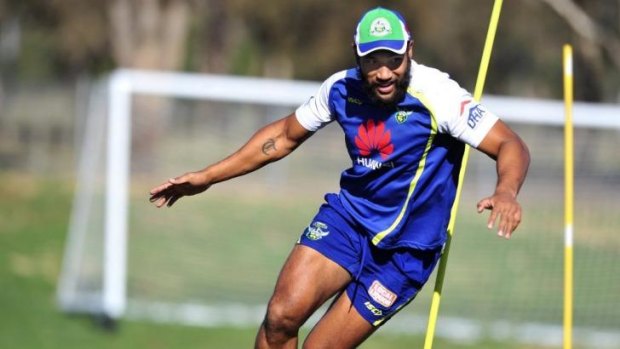 Mosese Pangai trains with the Raiders this week.