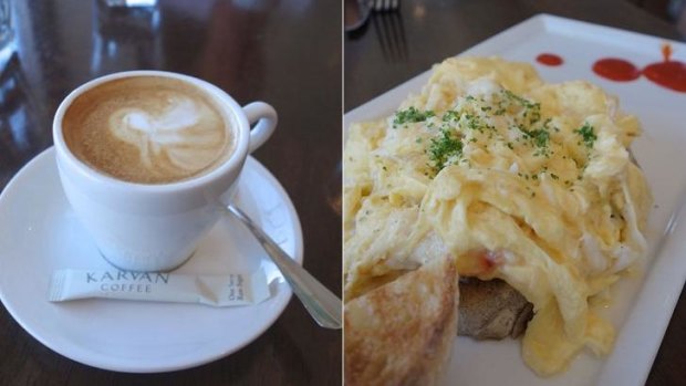 Bluewaters use Karvan coffee. The crab and chilli scrambled eggs ($19) was the shining star.