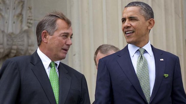 Welcoming Hispanic immigrants ... US President Barack Obama and House Speaker John Boehner.