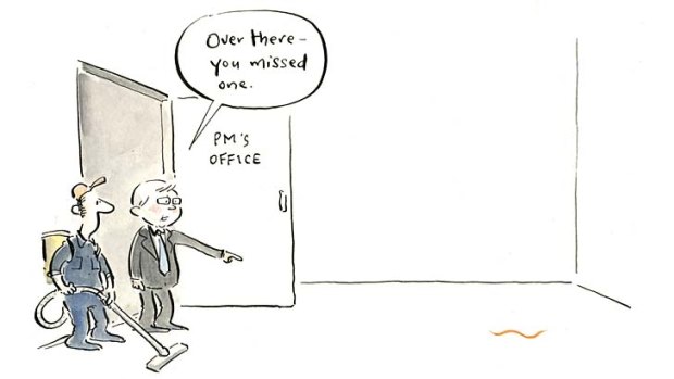 "Kevin cleans up": Walkley Award winning illustration by Fairfax Media's Cathy Wilcox.