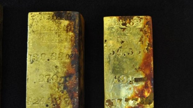 Gold bars recovered from the wreck of the SS Central America.