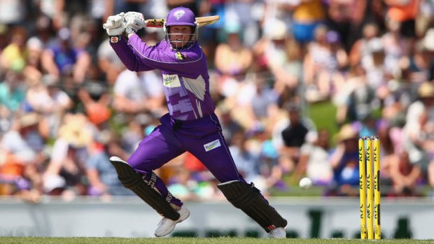Slam dunked: Ben Dunk of the Hurricanes punished the Sydney Thunder attack.