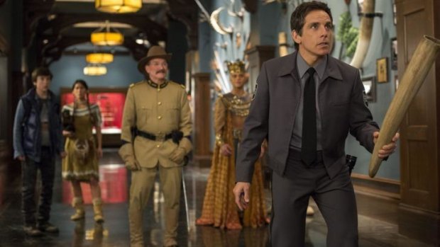 Plenty of gags: Ben Stiller, front, and Robin Williams  in <i>Night at the Museum: Secret of the Tomb</i>.