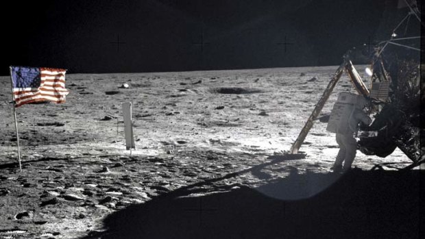 Armstrong on the surface of the moon in 1969.