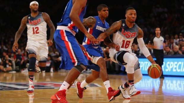 Rising star: Damian Lillard dribbles for Team USA against the Dominican Republic in New York last week.