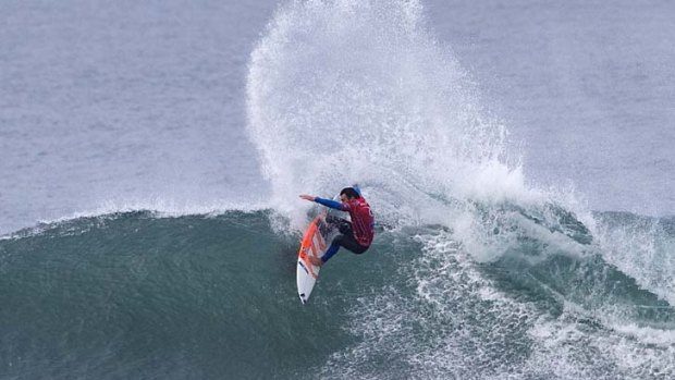 Joel Parkinson clinches the Rip Curl Pro at Bells Beach yesterday,