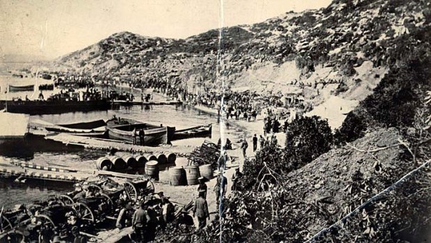 Battle scarred: Anzac Cove during the Gallipoli campaign.
