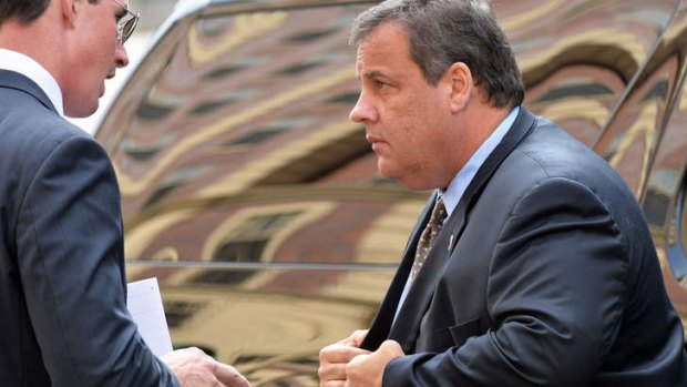 New Jersey Governor Chris Christie arrives for the funeral of James Gandolfini.