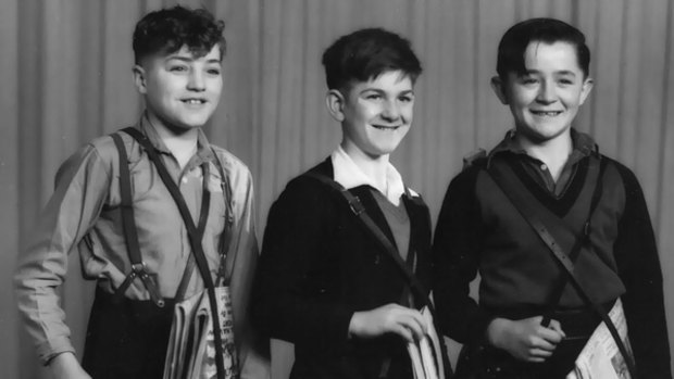 Melbourne Newsboys Club members Bob Curry, Bill Howden and Bob Urquhart in 1947.