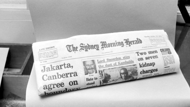 A copy of the Sydney Morning Herald on 10 October 1972.
Photo: Robert Pearce