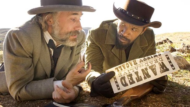 Bounty buddies ... Christoph Waltz, left, and Jamie Foxx forge an unlikely partnership in <em>Django Unchained</em>.