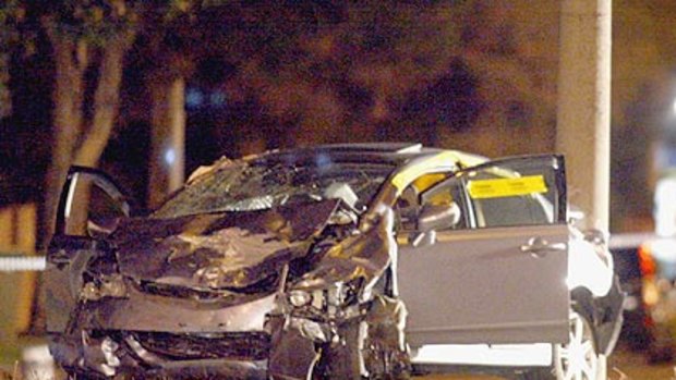 The car police allege was in an illegal street race when it crashed, injuring its driver and killing another motorist.