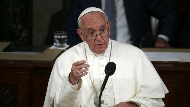 "Remember the Golden Rule - 'do unto others and you would have others do unto you'" ... Pope Francis addresses a joint meeting of Congress on Capitol Hill  in Washington, making history as the first pontiff to do so. 