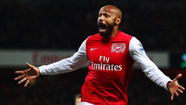 Thierry Henry is pleased with his winner.