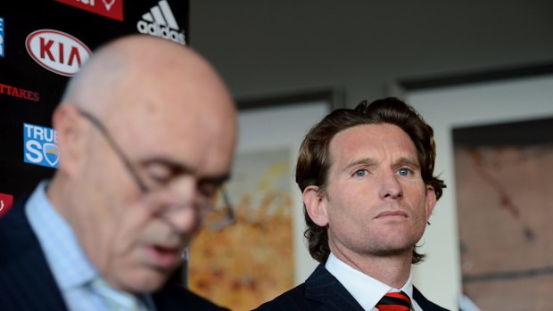 Essendon chairman Paul Little, left, and coach James Hird were playing a high stakes game in the Federal Court.