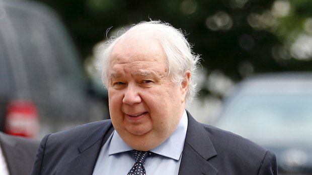 Russian Ambassador to the US Sergei Kislyak arrives at the State Department in Washington to meet with Undersecretary of State Thomas Shannon. 