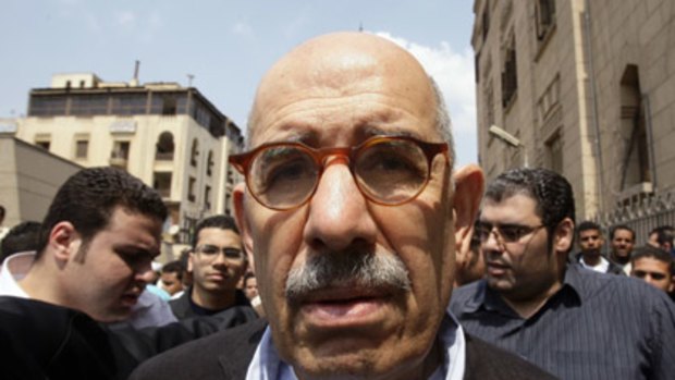 Nuclear warrior... Mohamed ElBaradei outside a mosque in Cairo.