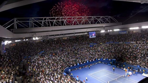 Fireworks disrupt the 2012 semi-final between Roger Federer and Rafael Nadal.