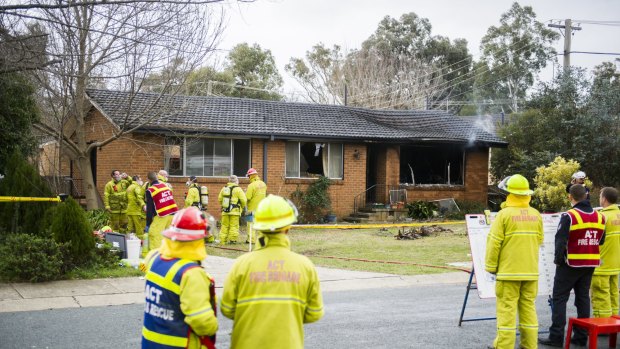 ACT Fire and Rescue after extinguishing a fire at a home on Woralul St in Waramanga.