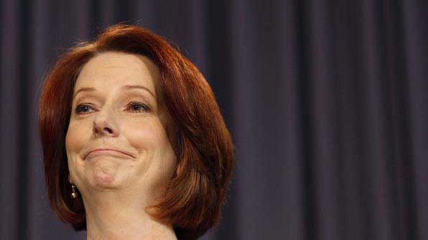 Julia Gillard addresses the National Press Club in Canberra.