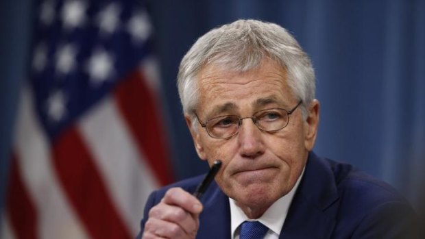 US Defence Secretary Chuck Hagel takes questions as he briefs reporters at the Pentagon in Washington.