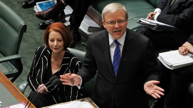 Climbing the polls ... Julia Gillard has pegged back some of Kevin Rudd's lead as preferred leader.