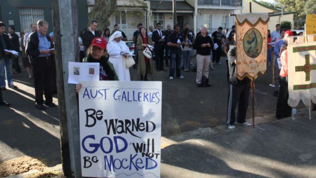 Sensitive: Protesters object to Pople's <i>Bellini 21c</i> exhibition in 2010.