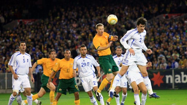 The Soceroos take on Greece at the MCG in 2006. 