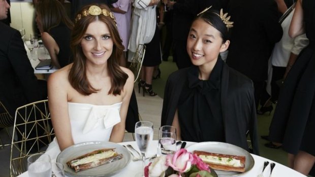 Flemington lunch: Kate Waterhouse with commerce/law student and fashion blogger Margaret Zhang.