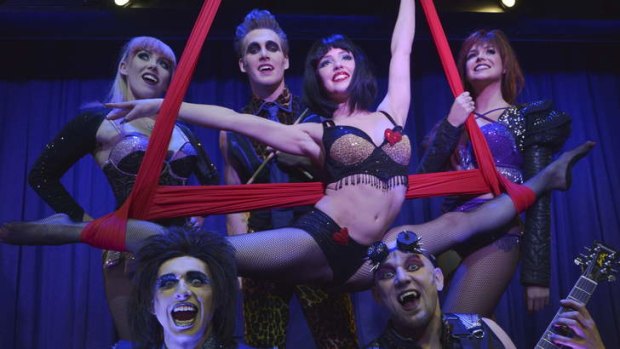 Cast members from the cabaret <i>Bloodbath</i> are aided by technological wizardry.