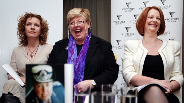 Among friends: Former police chief Christine Nixon with co-author Jo Chandler (left) and Julia Gillard at the book launch.