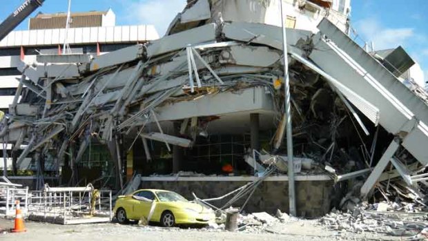 The ruins of the Pyne Gould Corporation building in Christchurch CBD, where 18 people died.