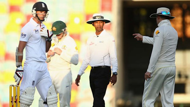 The heated exchange between England's James Anderson and Australian captain Michael Clarke at the Gabba.