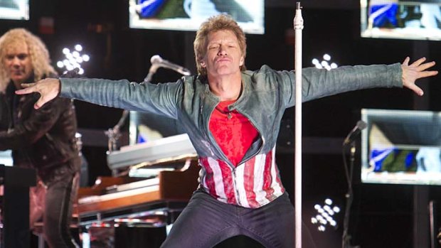 Classic: Jon Bon Jovi at ANZ Stadium on Saturday.