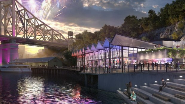 The proposed events hall at the Howard Smith Wharves.
