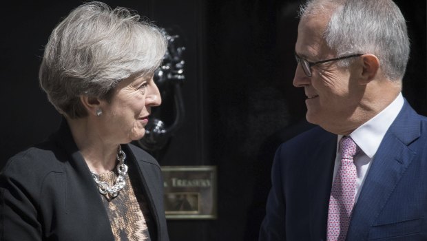 Bilateral talks: British PM Theresa May with Prime Malcolm Turnbull in London last year.
