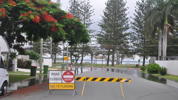 Road closed at Second Avenue and Reef Point Esplanade, Scarborough, at 9.45am January 2 after a king tide.