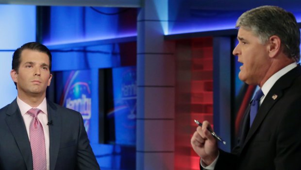 Donald Trump Jr., left, appeared on Sean Hannity's Fox News program on Tuesday.