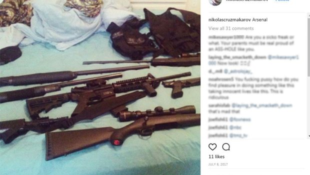 Nikolas Cruz posted several images of weapons and called himself "the annihilator".