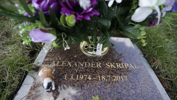 The cremation memorial stone of Alexander Skripal, son of former Russian double agent Sergei Skripal, in Salisbury.