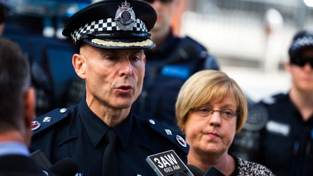 Deputy Commissioner Andrew Crisp and Victoria Police Minister Lisa Neville