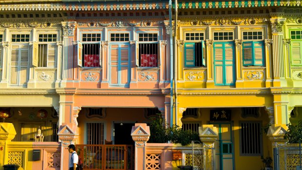 Singapore’s
Katong area is
famous for its
shophouses,
including
these heritage
terraces on Koon
Seng Road.