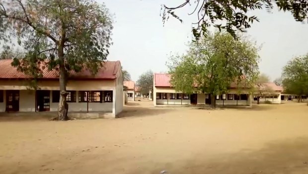The exterior of Government Girls Science and Tech College in Dapchi, Yobe State, Nigeria, raided by Boko Haram militants  on  February  22.