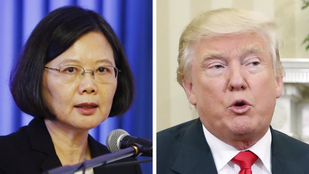 Taiwanese President Tsai Ing-wen, left, and US President Donald Trump spoke by phone last year raising expectations that he would upgrade bilateral relations.