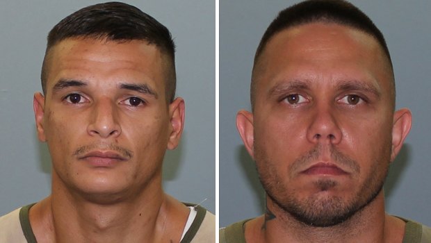 Brian Illington Trent Tapim (left) and Jermaine Lee Anderson (right) who escaped from a prison in central Queensland on Saturday.