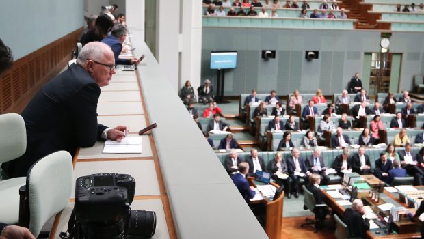 Michael Gordon observing Question Time at Parliament House in Canberra.