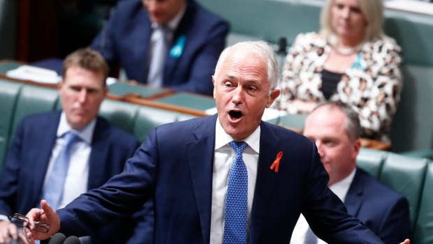 Prime Minister Malcolm Turnbull during question time  on Tuesday.