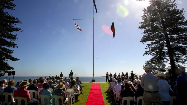 The "Meeting of two cultures" ceremony at Kurnell, in 2014.